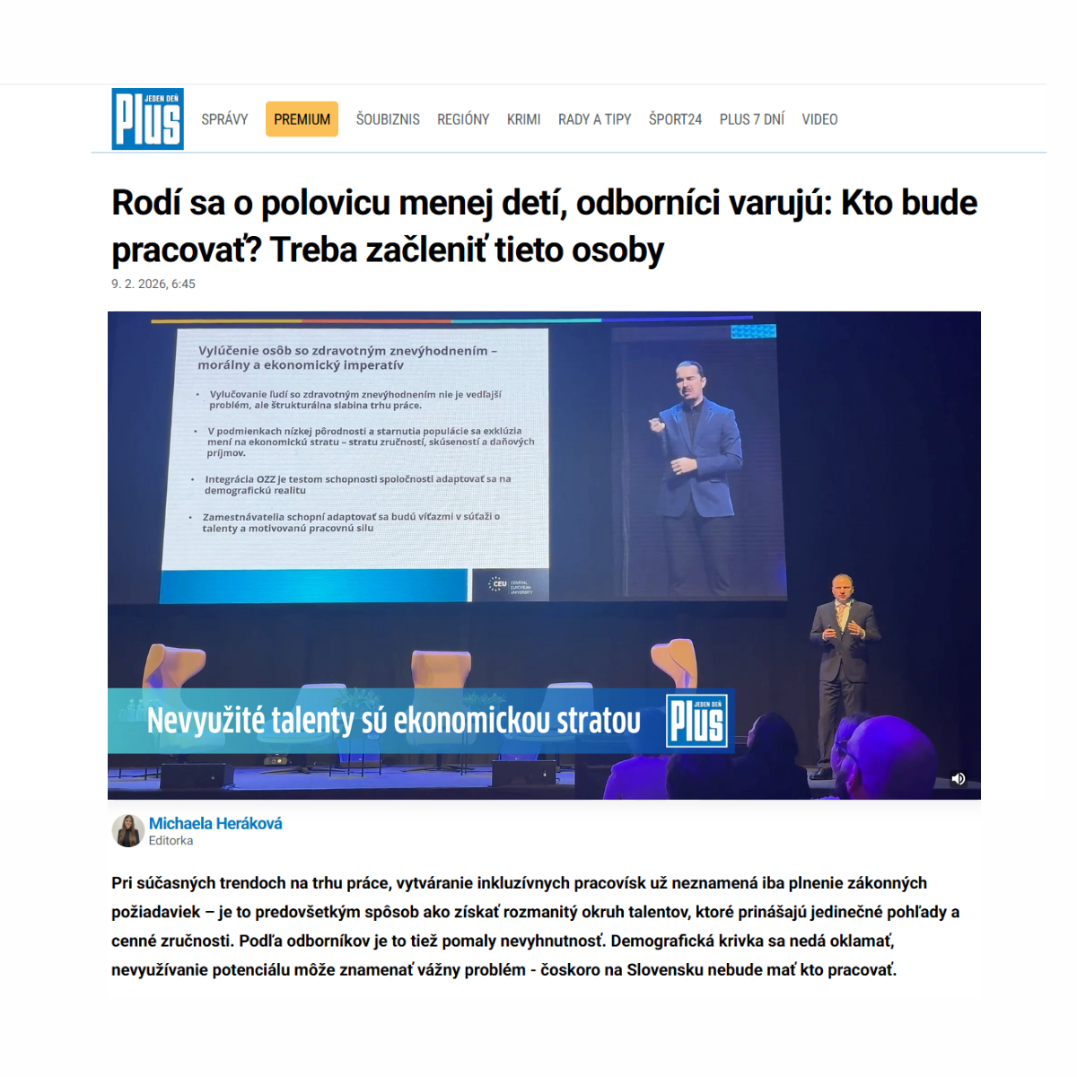 Inklúzia osôb so zdravotným znevýhodnením ako kľúčová výzva trhu práce