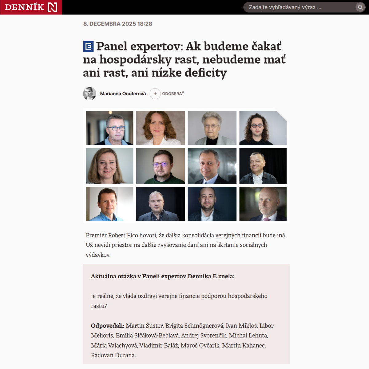 Panel expertov Denník N: Martin Kahanec hodnotil stratégie vlády na ozdravenie verejných financií