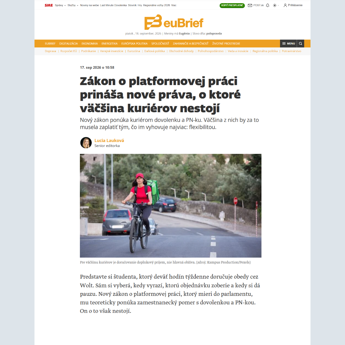 Platformová práca na Slovensku: Marta Kahancová a Adam Šumichrast pre euBrief o novom zákone a ochrane pracovníkov
