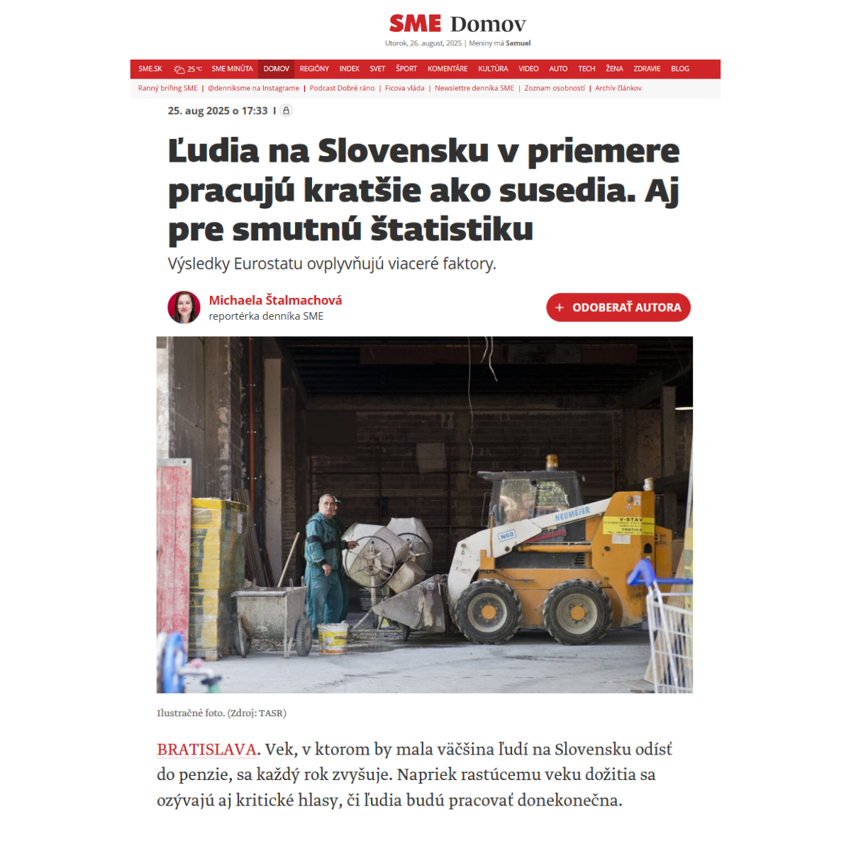 SME Daily: Kahanec explained why the average length of working life in Slovakia is shorter than in the EU