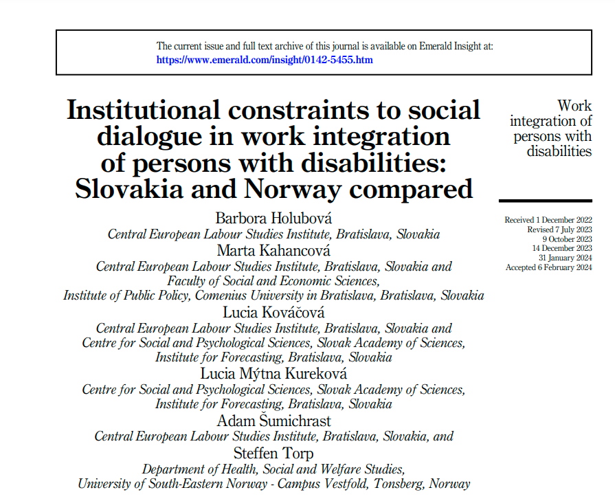 CELSI team contributed to a journal article looking at work integration of persons with disabilities (PwD) and the role of social dialogue